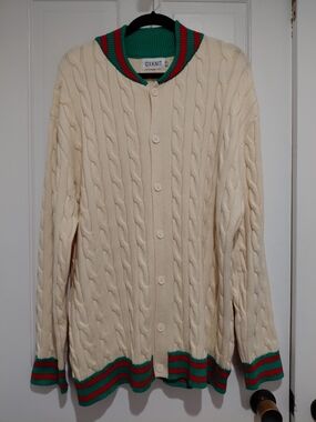 Oxknit Cream Cable-Knit Cardigan XXL